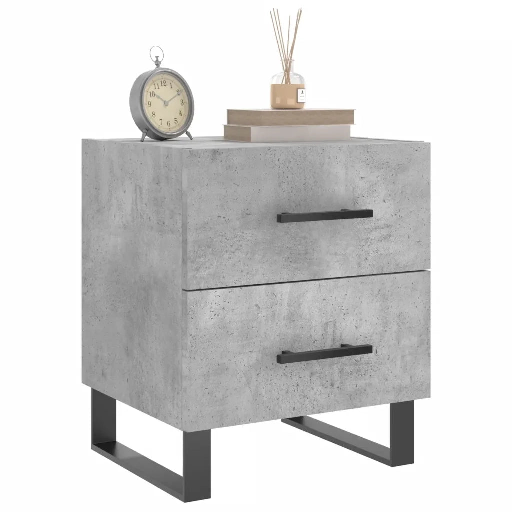 Comodino | Armadio da Notte | Mobiletto da notte Grigio Cemento 40x35x47,5 cm in Legno Multistrato
