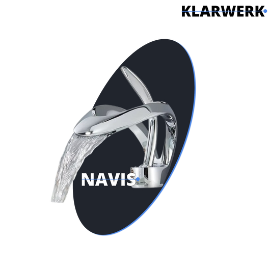 NAVIS |Rubinetto da bagno a cascata di design, rubinetto da bagno cromato lucido|in acciaio inossidabile premium per lavandino|Miscelatore  2 attacchi