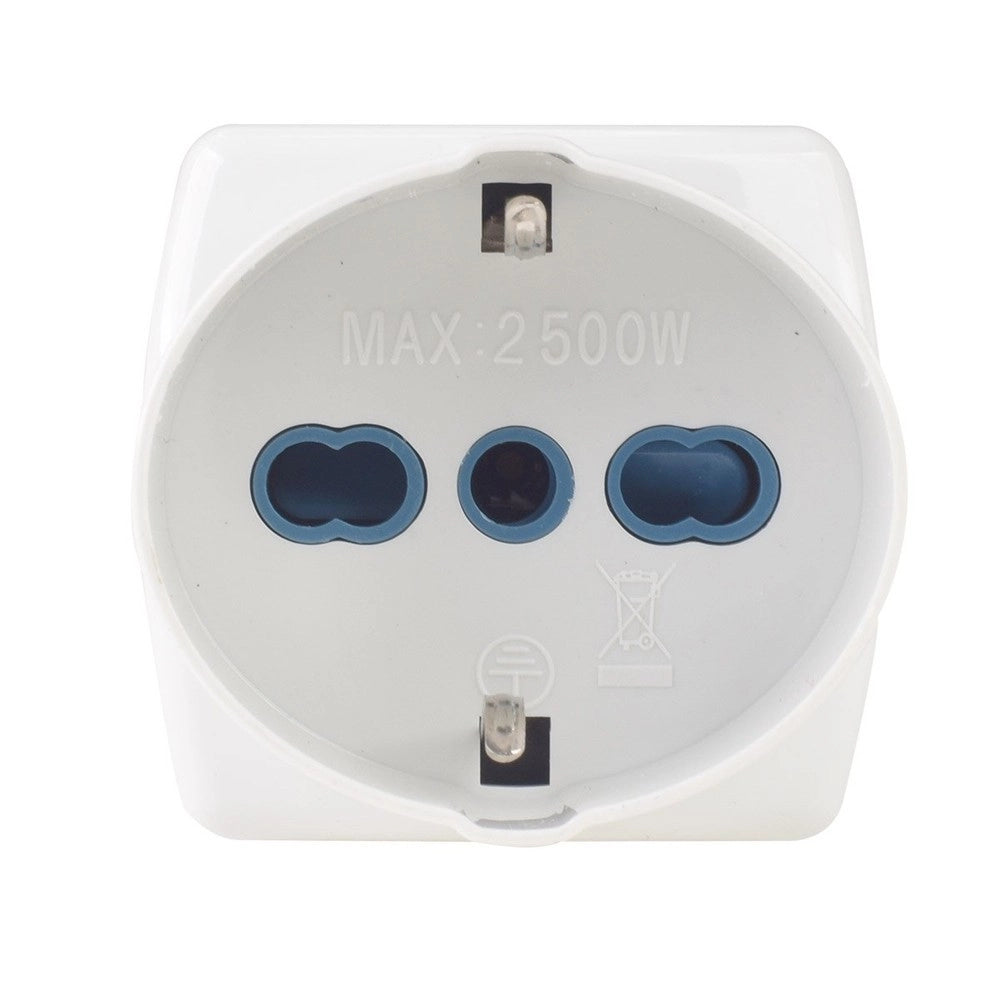 Trade Shop - Adattatore Spina 16a 2 Prese Bipasso 10a/16a 2p+t 1 Presa Universale 10/16a Schuko 83051 -