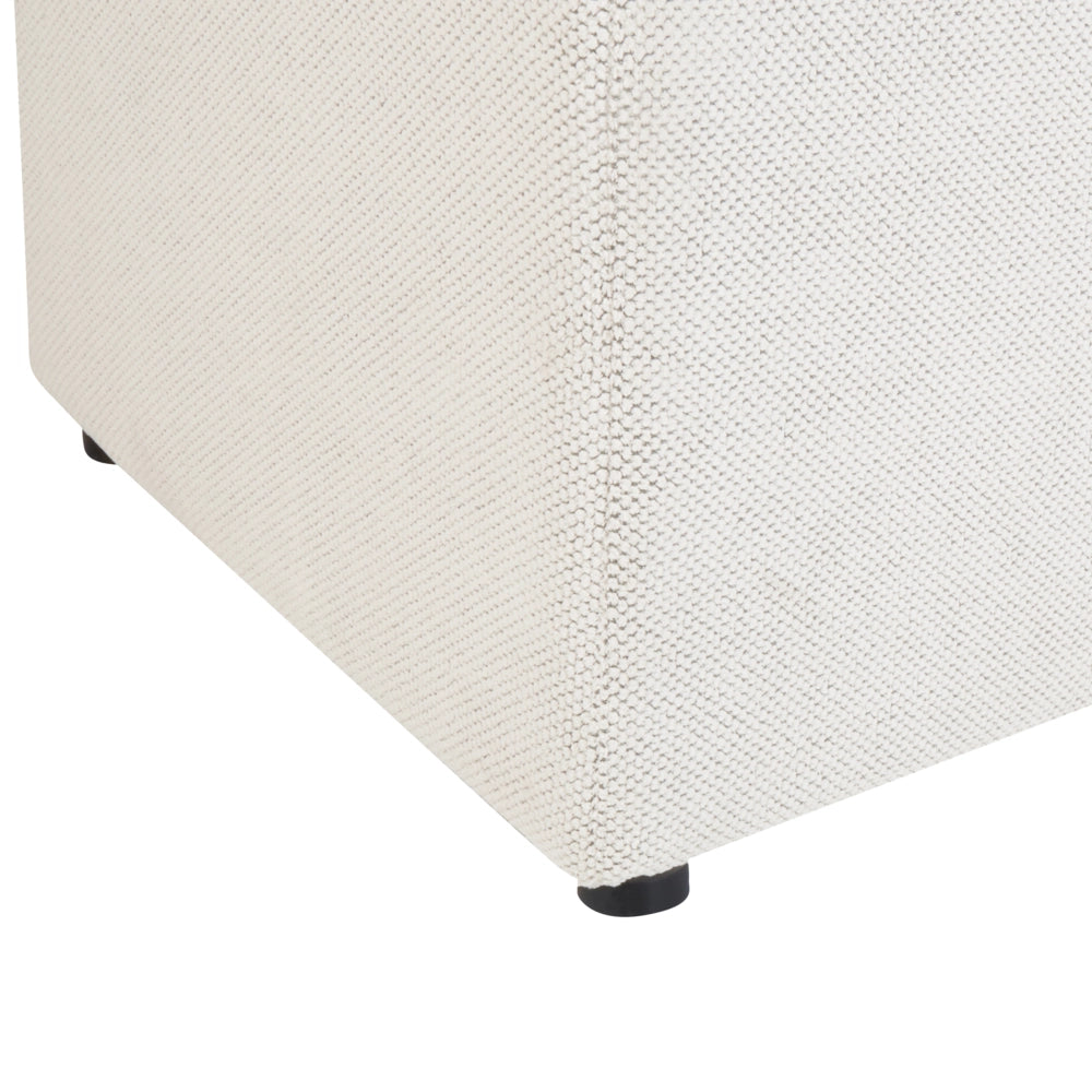 Ottomana Bianco Sporco 100 x 42 x 40 cm in tessuto poliestere Poggiapiedi imbottito Soggiorno Stile Moderno