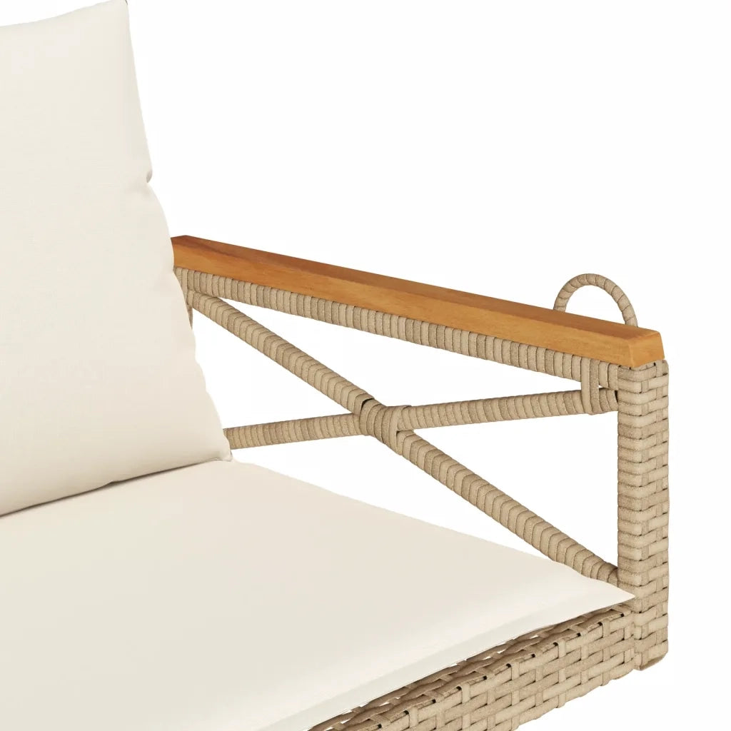 Panca da Giardino | Panchina a Dondolo con Cuscini Beige 109x62x40 cm in Polyrattan