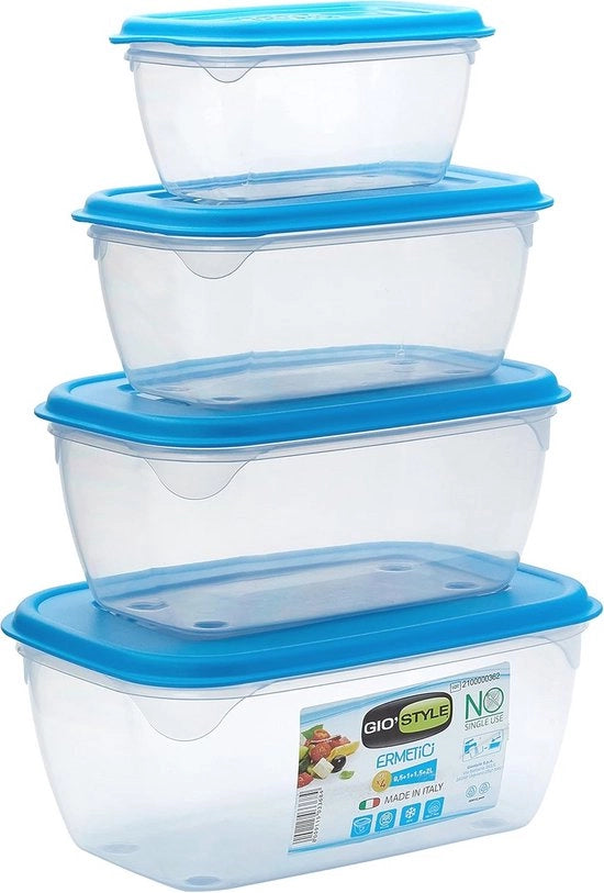Set di 4 contenitori rettangolari per frigorifero - 0.5 L, 1 L, 1.5 L e 2 L