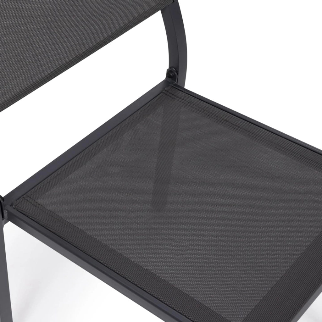 Set di 6 sedie da giardino impilabili OLBIA in metallo e textilene, grigio antracite