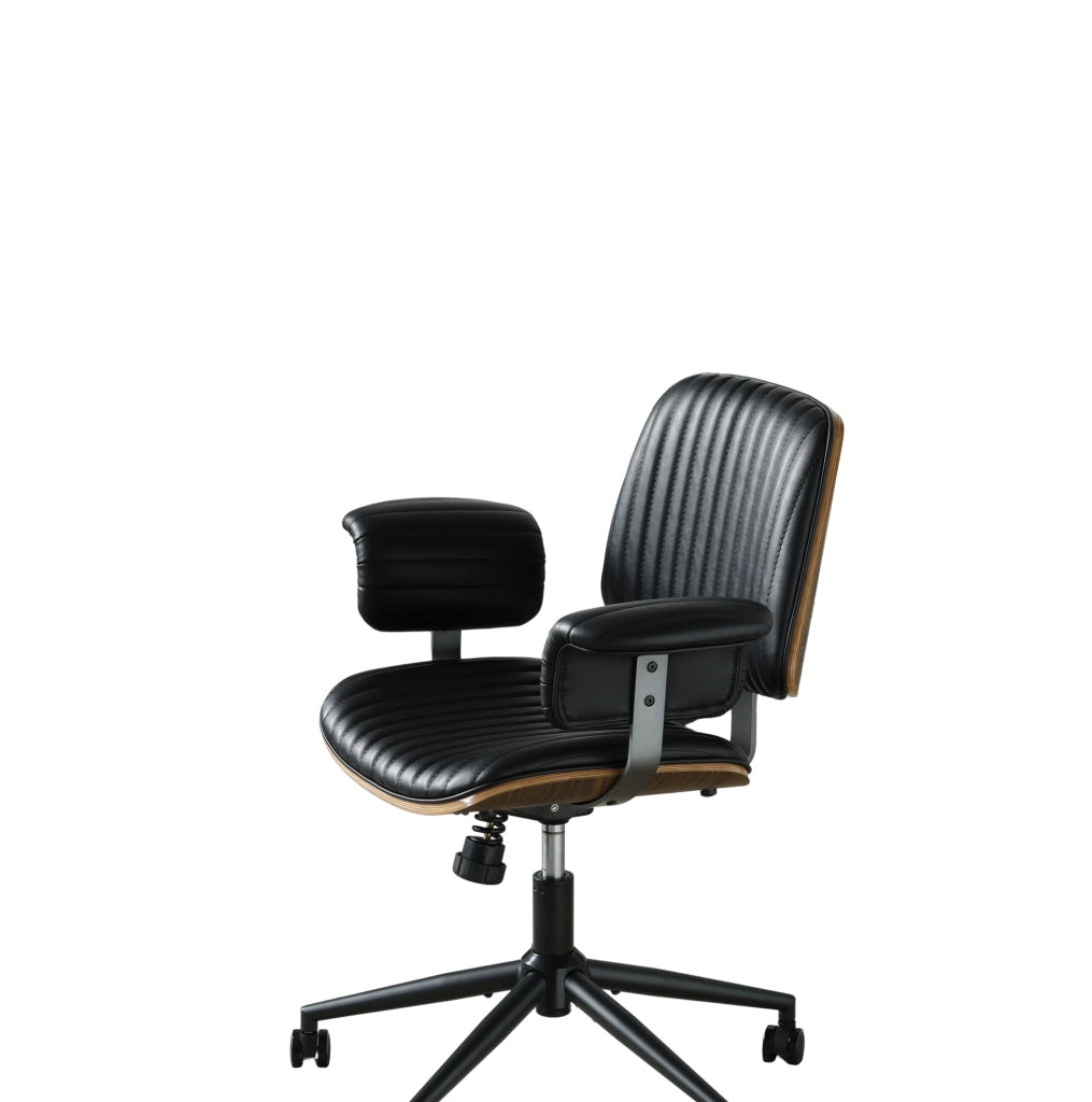 Sedia da ufficio girevole in PU nero con base in metallo
