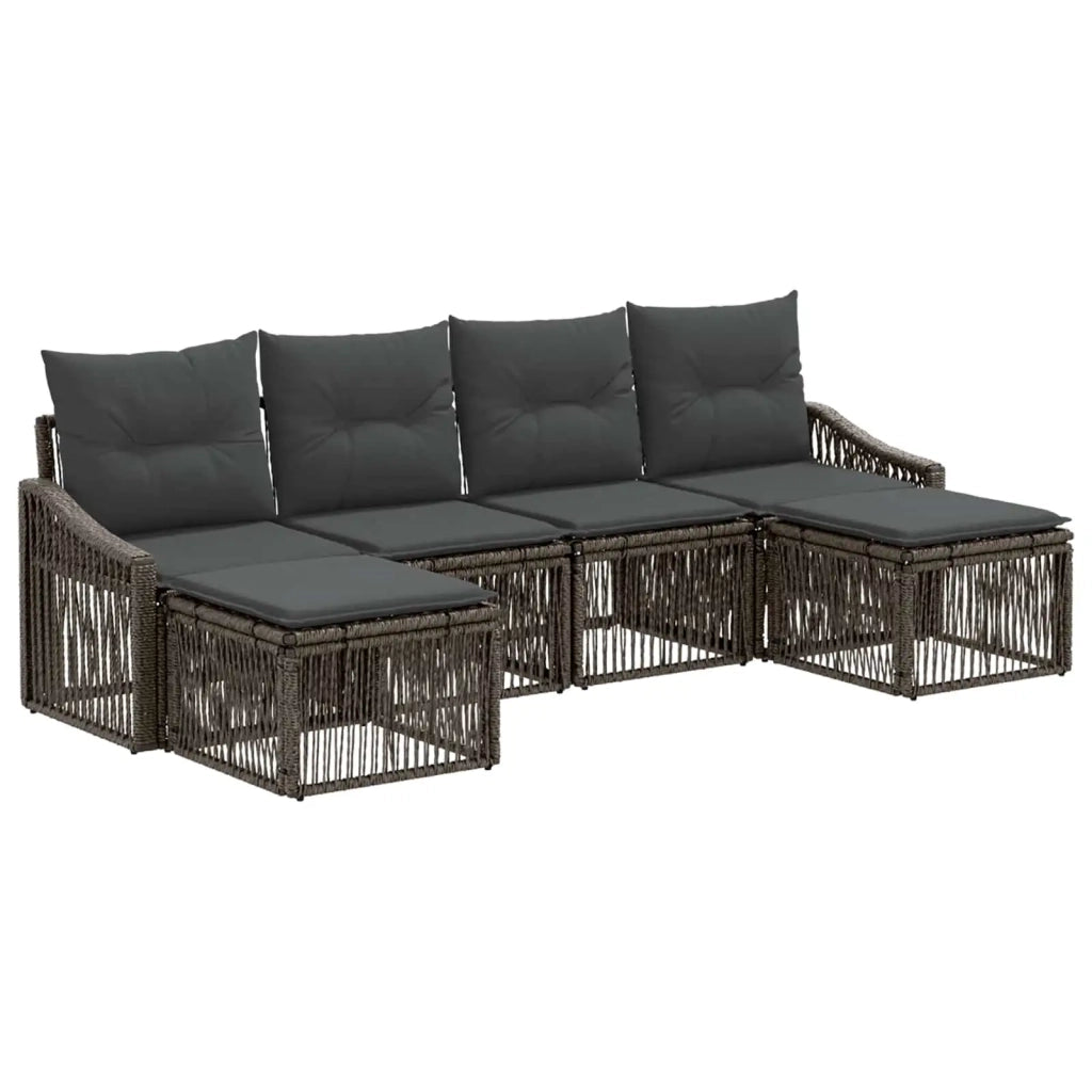 Set Divano da Giardino 6 pcs Grigio polyrattan 3436085