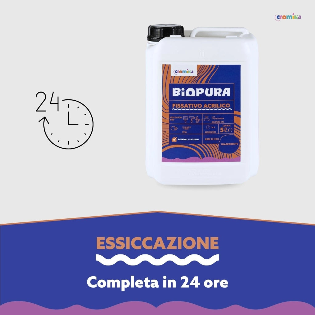 Fissativo isolante acrilico supporti assorbenti diluibile linea biopura cromika *** formato 5 lt, confezione 1