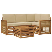 Set di divani da esterno 5 pcs Naturale e Beige 59 x 59 x 37 cm
