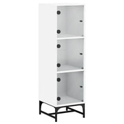 Credenza | Madia | Buffet da pranzo | Armadio da pranzo con Ante in Vetro Bianca 35x37x120 cm