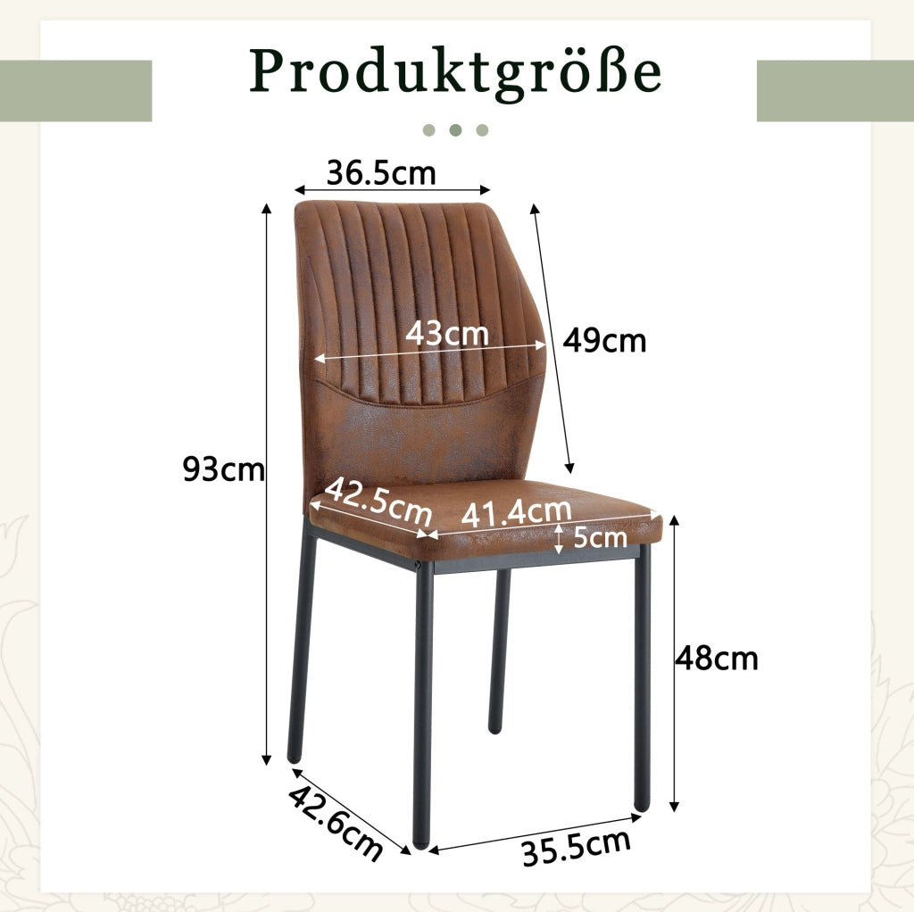 Set di 4 sedie da pranzo marroni e nere in tessuto tech