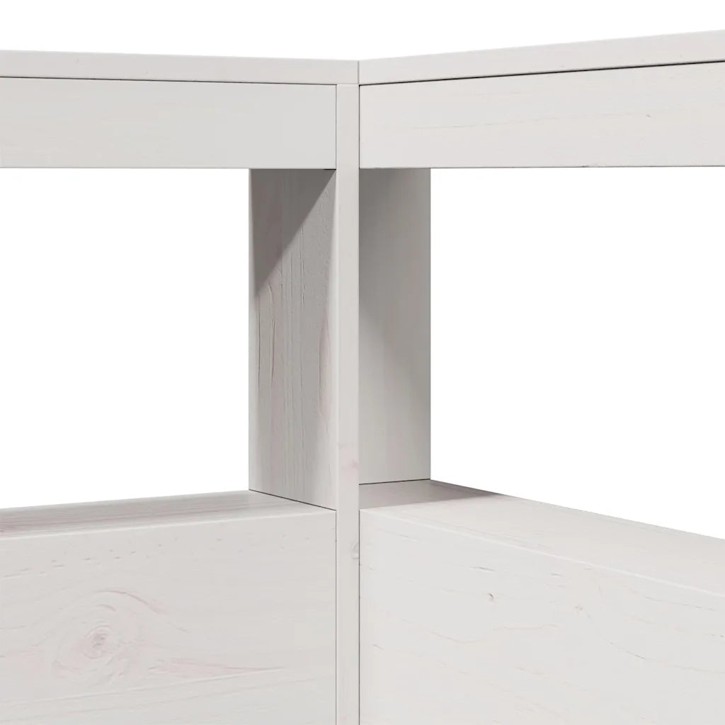Testiera Libreria a L Bianca 80 cm in Legno Massello di Pino