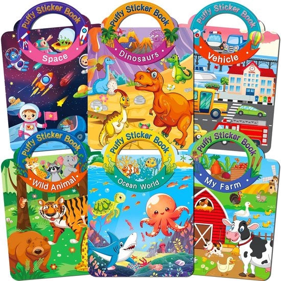 Libretto di stampe 3D riutilizzabili 6 temi - per bambini da 3 anni - stimola la creatività - giocattolo DIY portatile - divertimento infinito - libretti di stampe