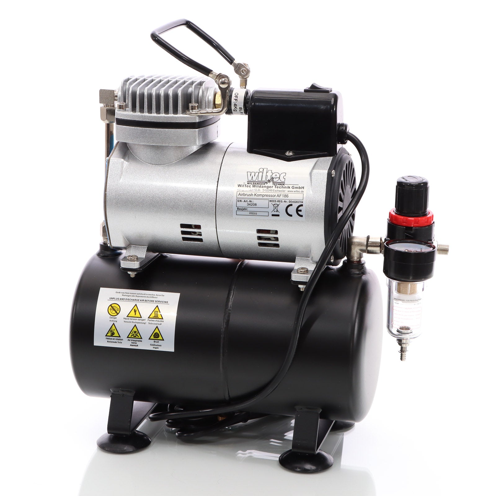 Compressore per aerografo AF186 con serbatoio riduttore di pressione 4 bar Start-stop automatico