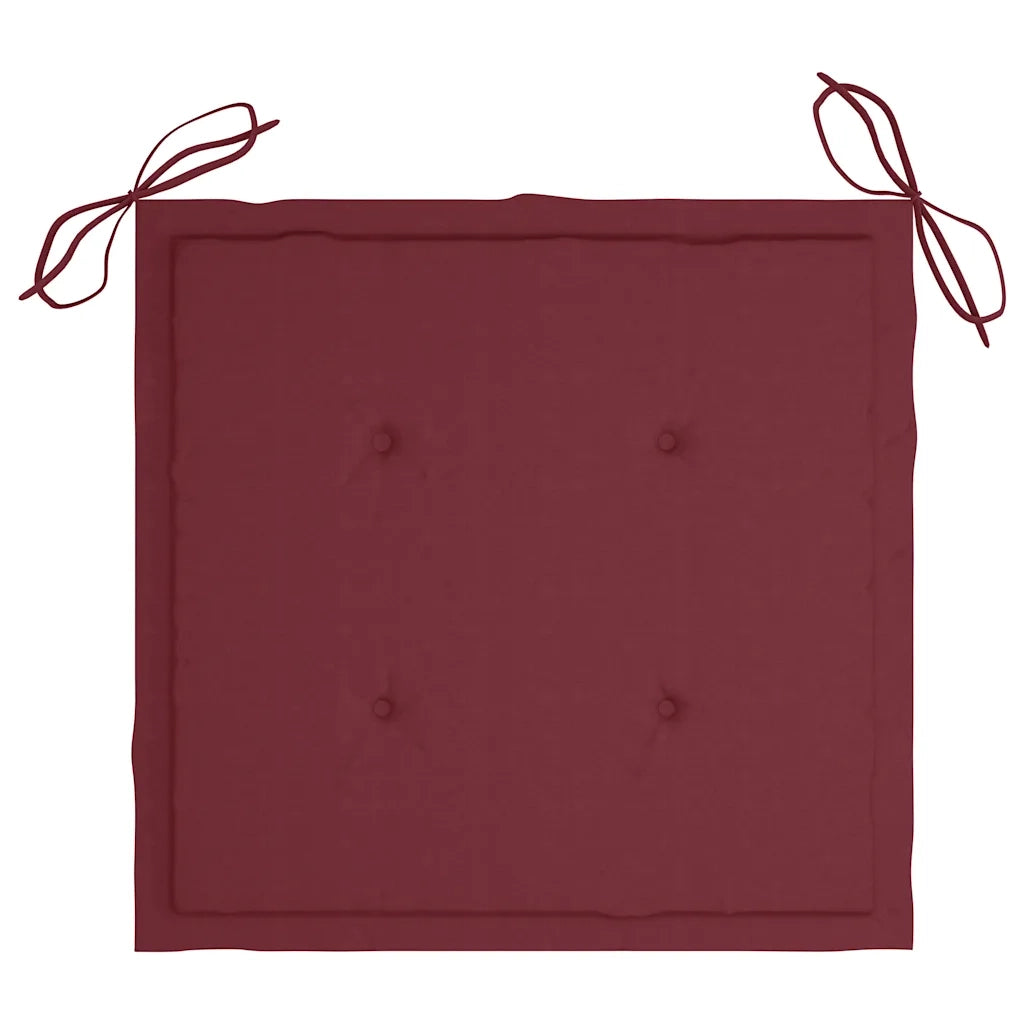 Sedie da Giardino 2 pz con Cuscini Rosso Vino Massello di Teak cod mxl 8044