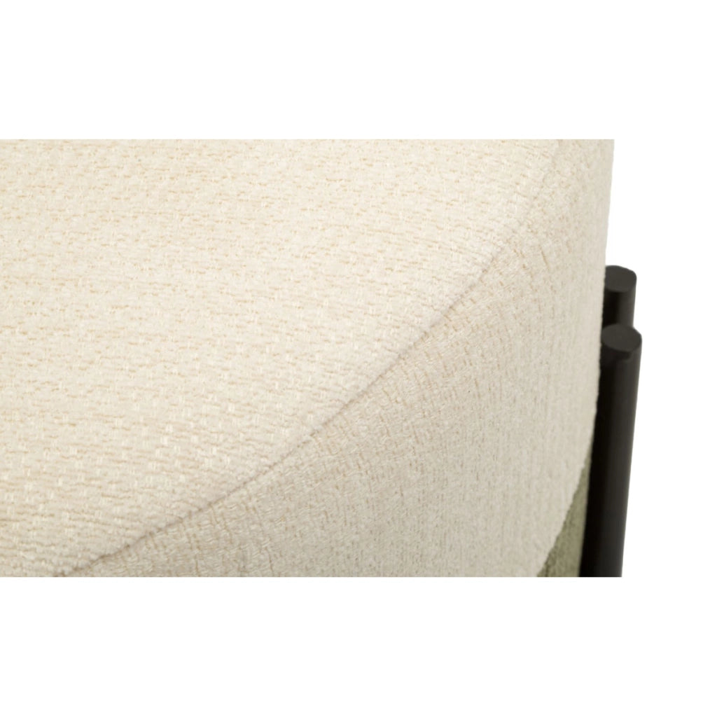 Pouf moderno bicolore con struttura in ferro e seduta imbottita