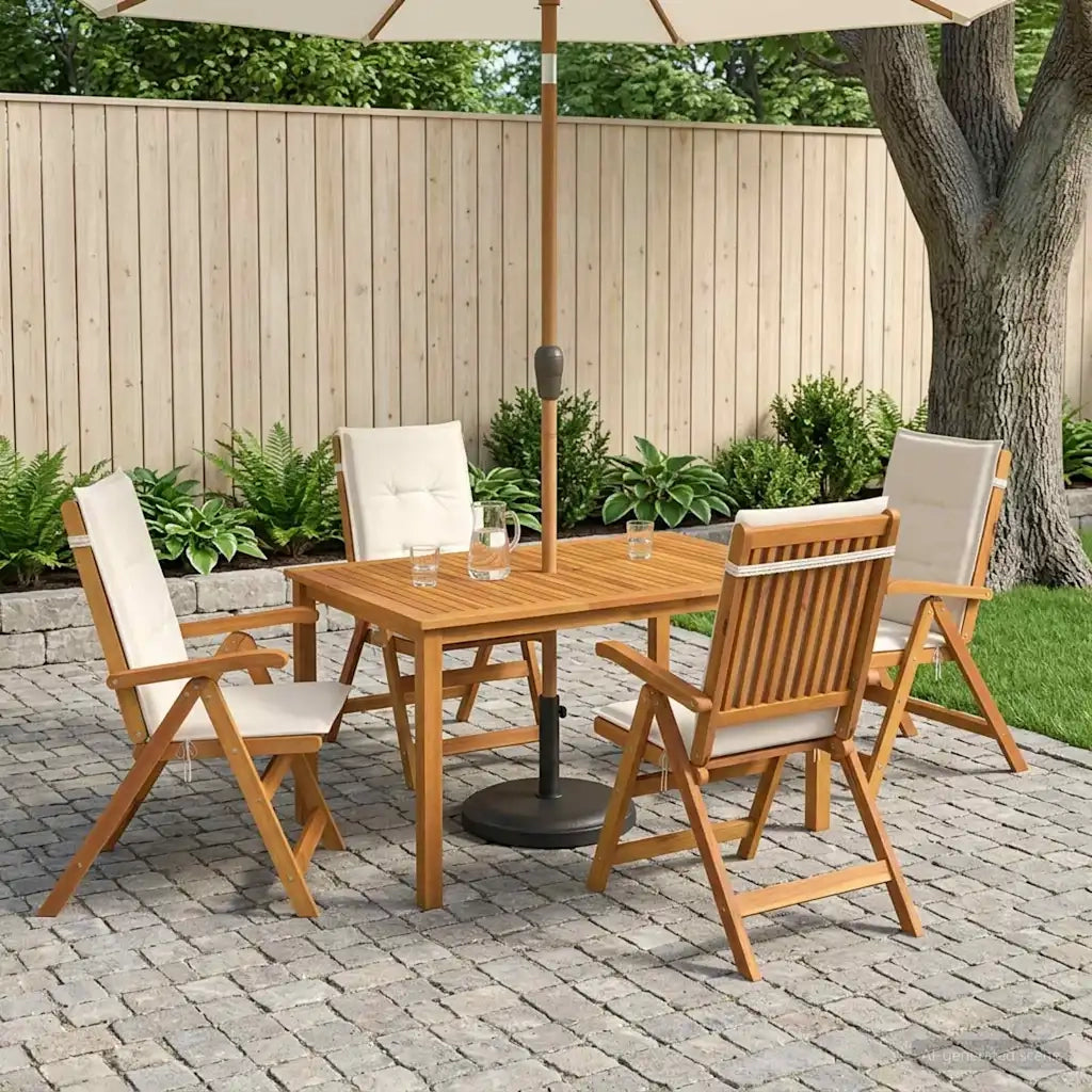 Set da pranzo da giardino 5 pezzi Naturale 3434566