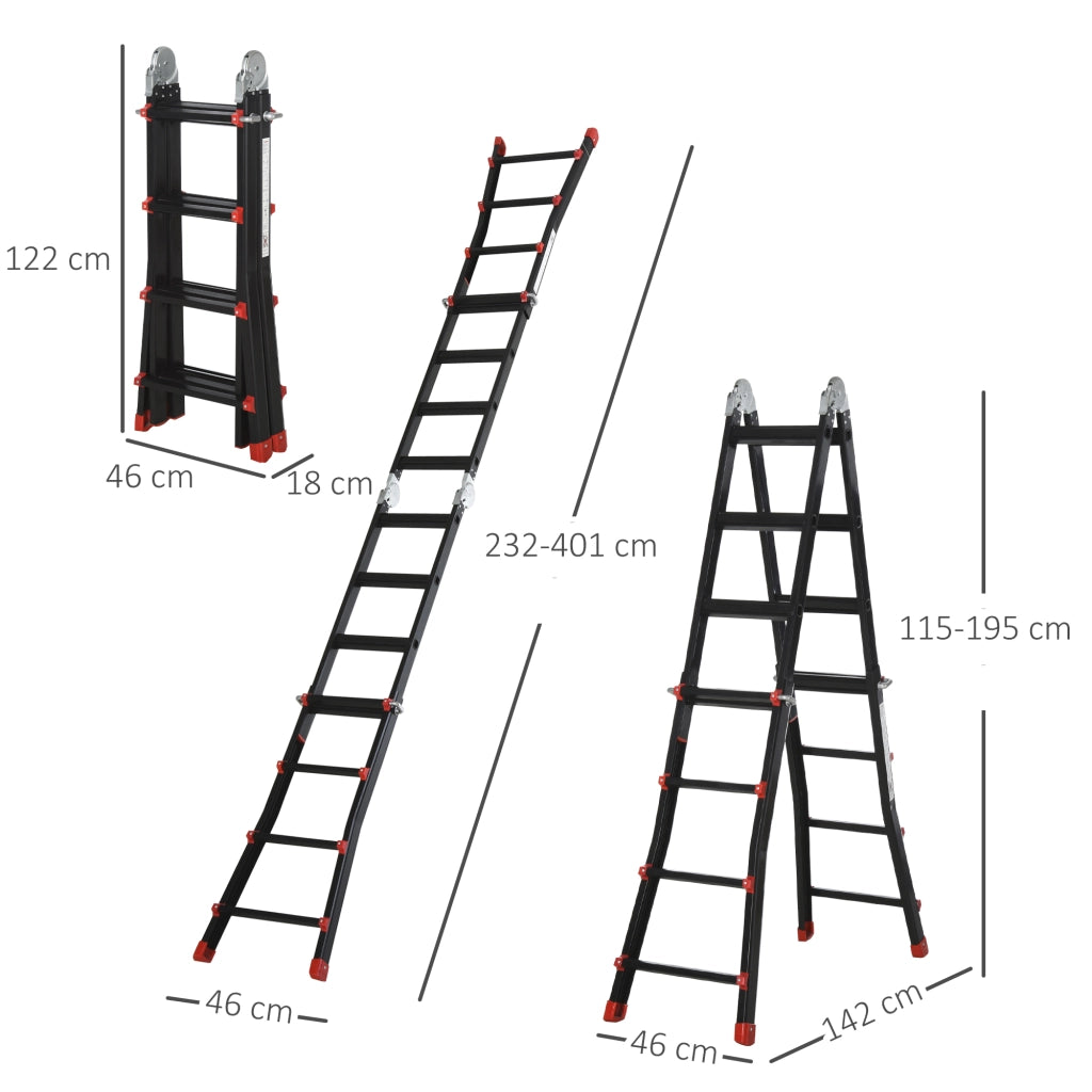 Scala Telescopica Alluminio Pieghevole ¨C Zephmum ¨C 4 m 8 Gradini 150 kg