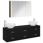 Set di mobili per il bagno 4 pcs Rovere Nero 3406944