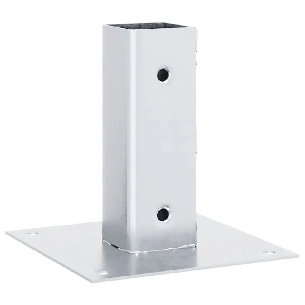 Basi per Pali Quadrate 4 pz Argento 51x51 mm in Acciaio Zincato 42000002