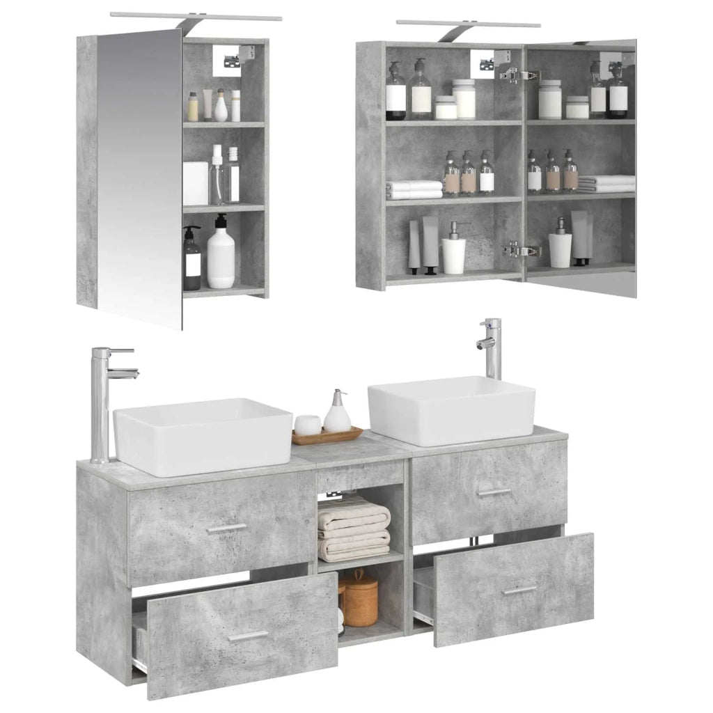 Set di mobili per il bagno 5 pcs Grigio Cemento 3406834