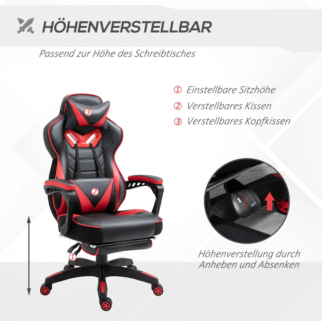 Sedia gaming ergonomica nera con massaggio, reclinabile 170°