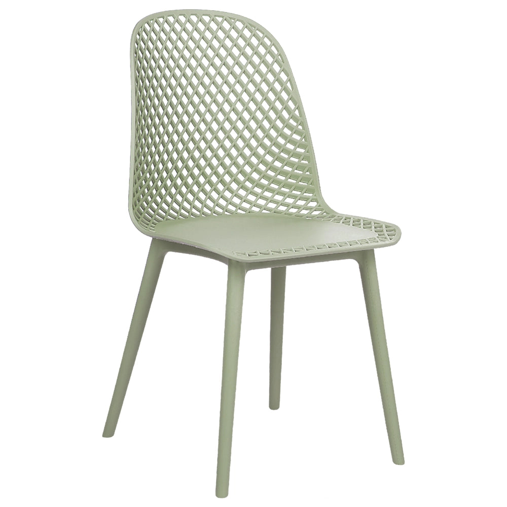 Set di 4 sedie da pranzo Seduta e gambe sintetiche verde chiaro Schienale a rete aperto Design moderno e minimalista