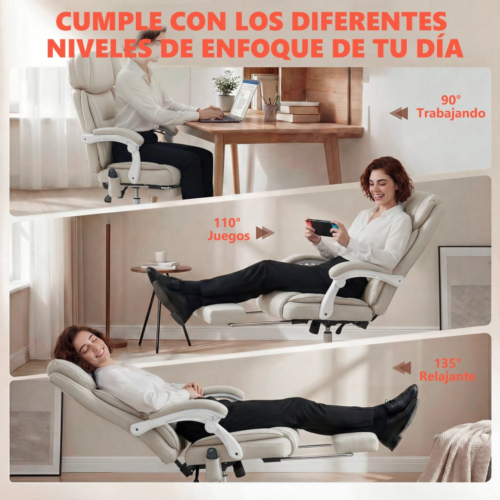 Sedia da Ufficio Reclinabile con Massaggio ¨C zephmum ¨C Grigio, Tessuto, Schienale Regolabile