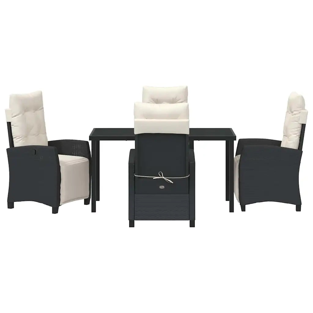 Set da Pranzo per Giardino con cuscino 5 pcs Nero polyrattan 3380416