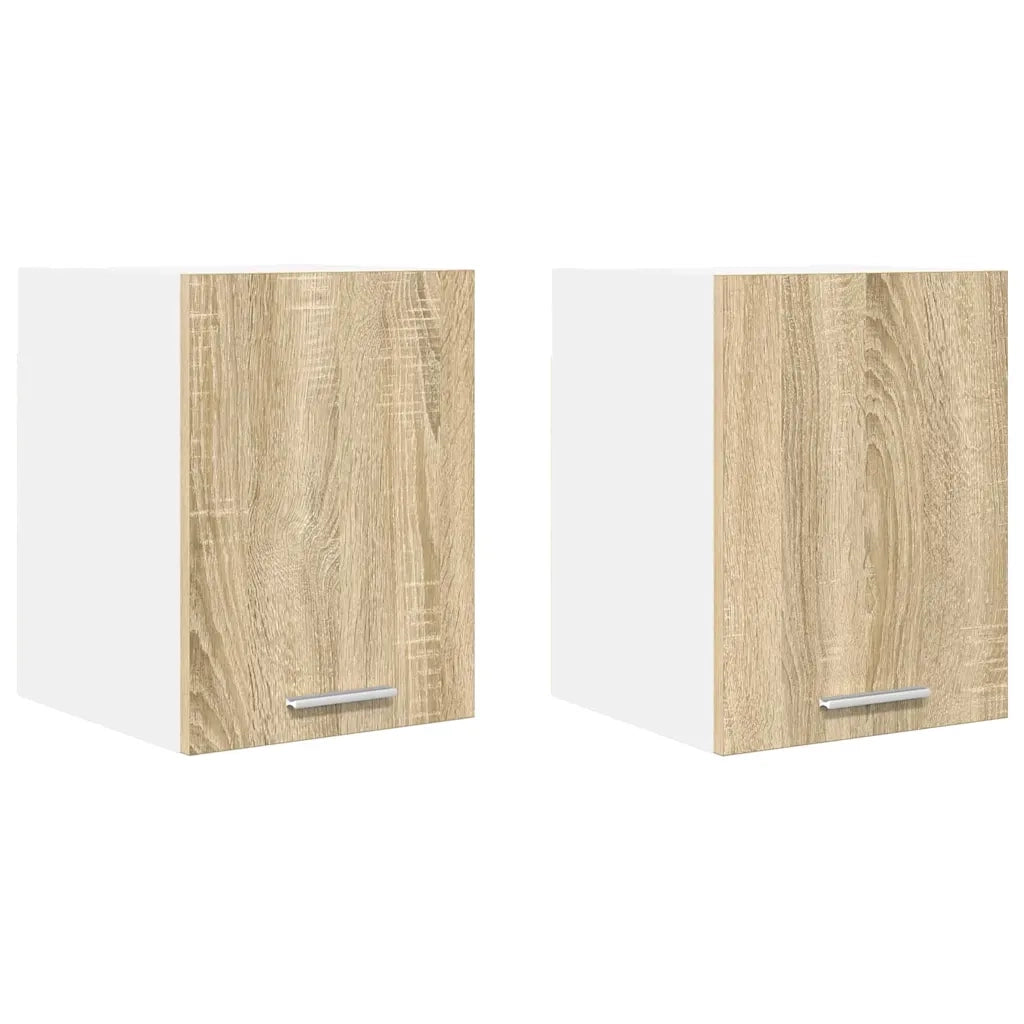 Armadio pensile | Mobile da Cucina con porta Riga 2 pz Quercia Sonoma e Bianca