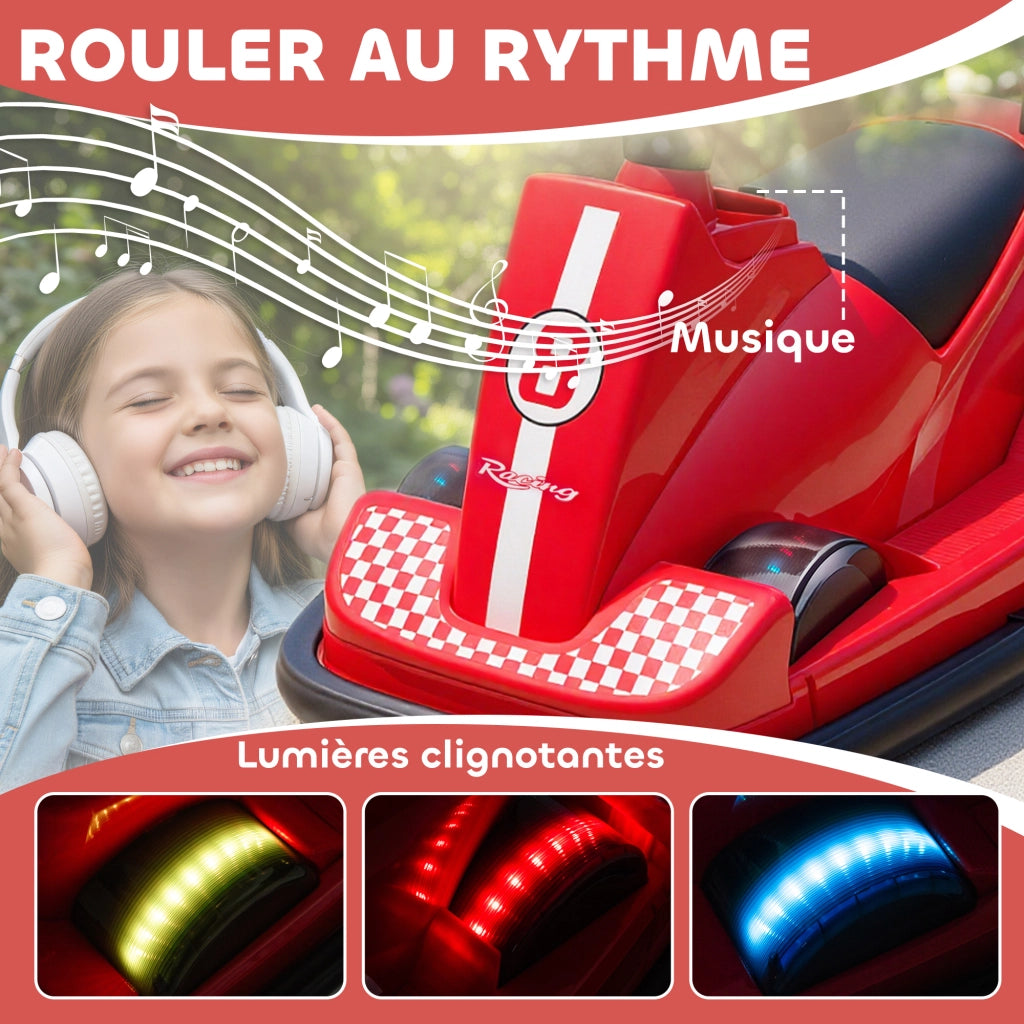 Auto Elettrica Bambini 6V con Rotazione 360' ¨C zephmum ¨C 74x53x48cm Rosso