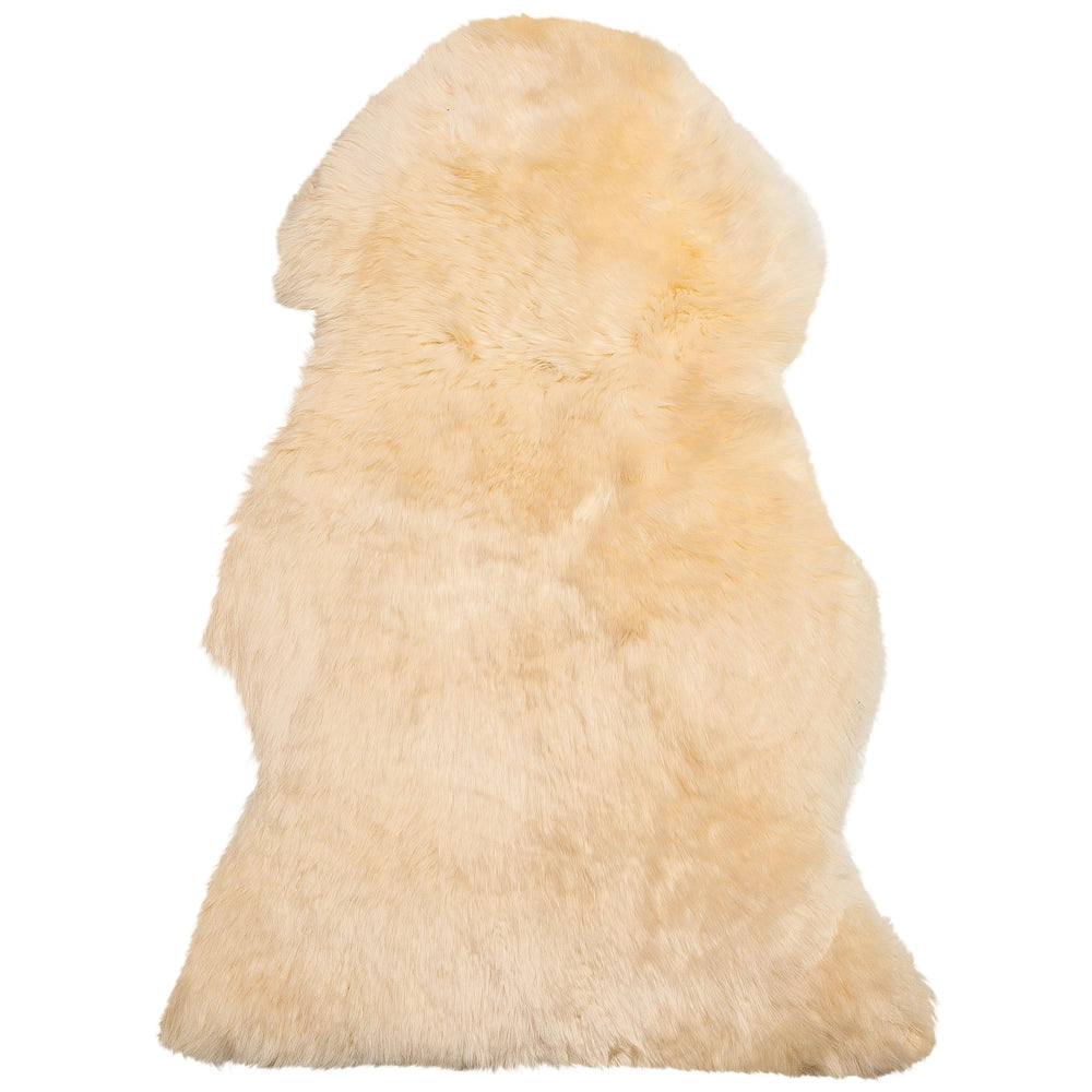 Tappeto in pelle di pecora beige 65 x 110 cm a pelo lungo naturale in stile rustico