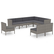 Set di mobili da giardino mobili da esterno 9 pezzi con cuscini resina intrecciata grigia 02_0018085