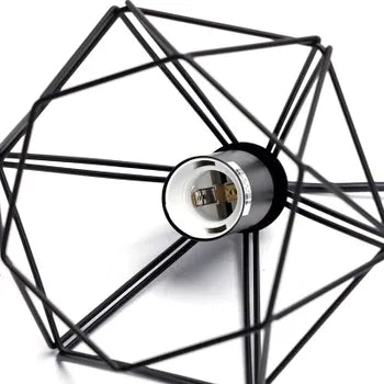 LAMPADARIO A SOFFITTO SOSPENSIONE PLAFONIERA E27 FERRO VINTAGE MODERNO NERO