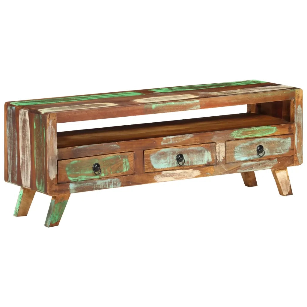Mobile Porta TV Multicolore 110x30x40 cm in Legno di Recupero 337063