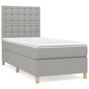 Letto singolo | Letto per adulti | Giroletto a Molle con Materasso Grigio Chiaro 90x200 cm Tessuto