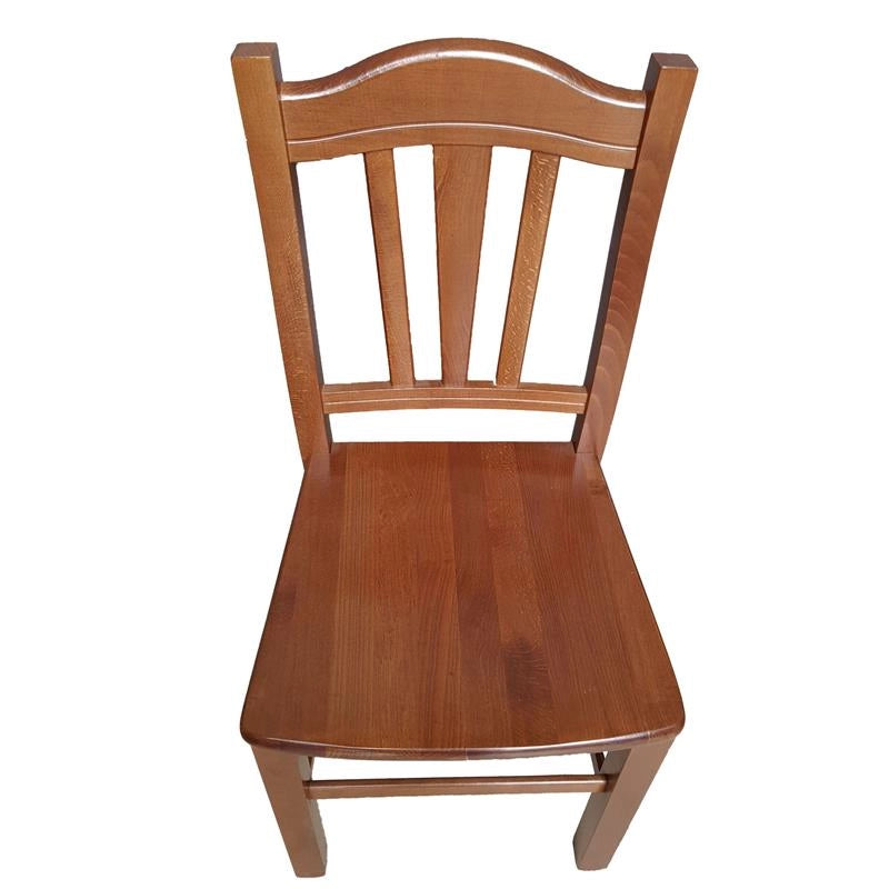 SET 4PZ SEDIA IN LEGNO MASSELLO CON SEDUTA COMPATTA E SCHIENALE ALTO LAVORATO -  COLORE NOCE 90X45X46 CM