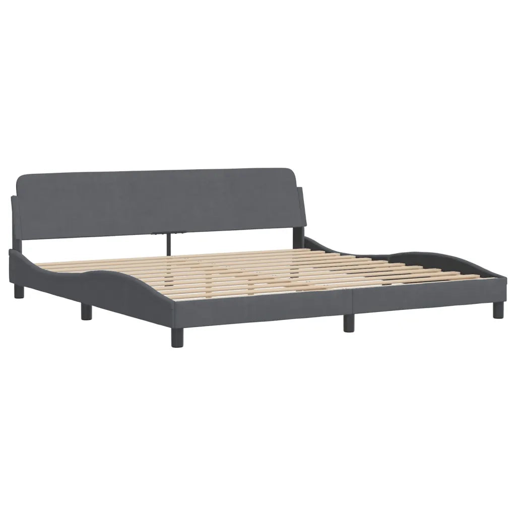 Letto con Materasso Dover Grigio Scuro 200x200 cm Velluto 3208472