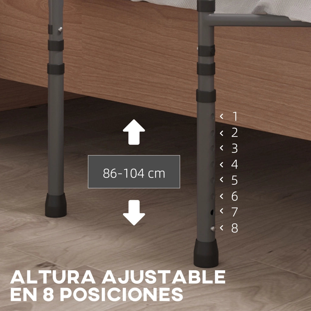 Letto con Barandilla e Contenitore Regolabile in Altezza ¨C Zephmum ¨C Grigio 71x61x86-104 cm