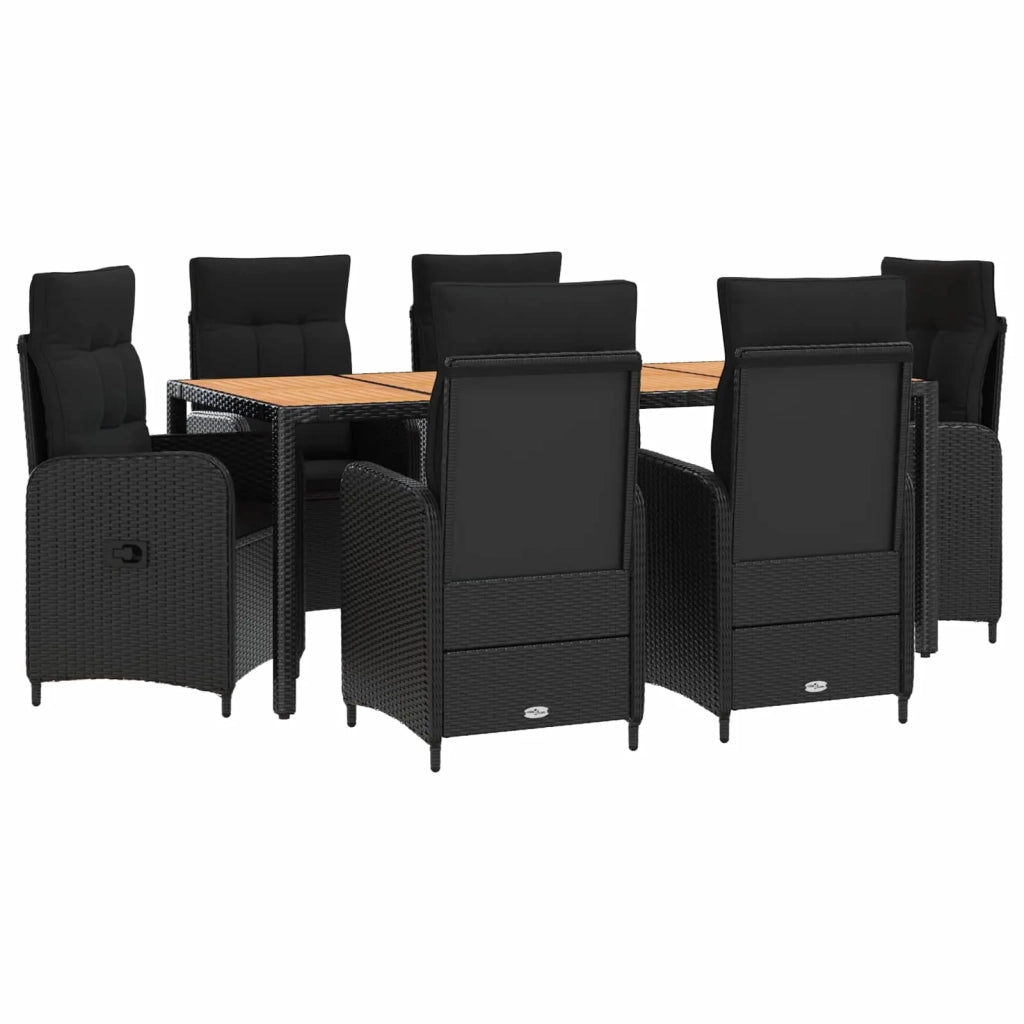 Set da pranzo per esterni 7 pz Nero 3422274