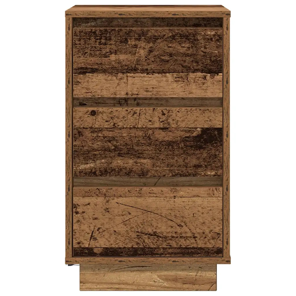 Comodino con Luci LED-Tavolino da notte Legno Antico 38x34x65 cm