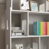 Libreria per Bambini 3-6 Anni a 3 Livelli per Libri e Giochi, in MDF e Legno di Pino, 65x25x108.5 cm, Bianco