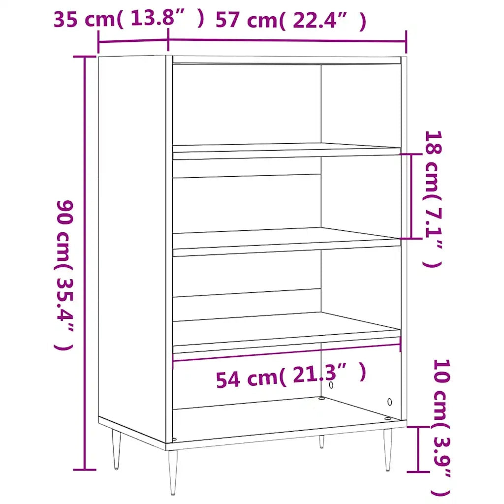 Credenza-Buffet-Armadio da cucina Bianca 57x35x90 cm in Legno Multistrato 642813