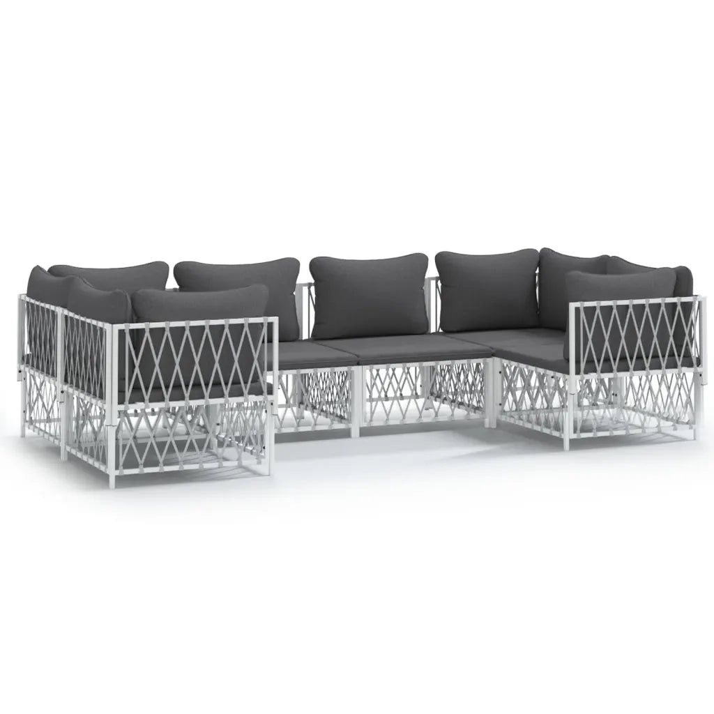 Set Salotto da Giardino 6 pz con Cuscini in Acciaio Bianco 3186918