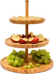 Etàgère a 3 livelli in bambù, H: 25 cm, Ø 30 cm, ciotola per frutta in legno, adatta anche per dolci, biscotti o antipasti