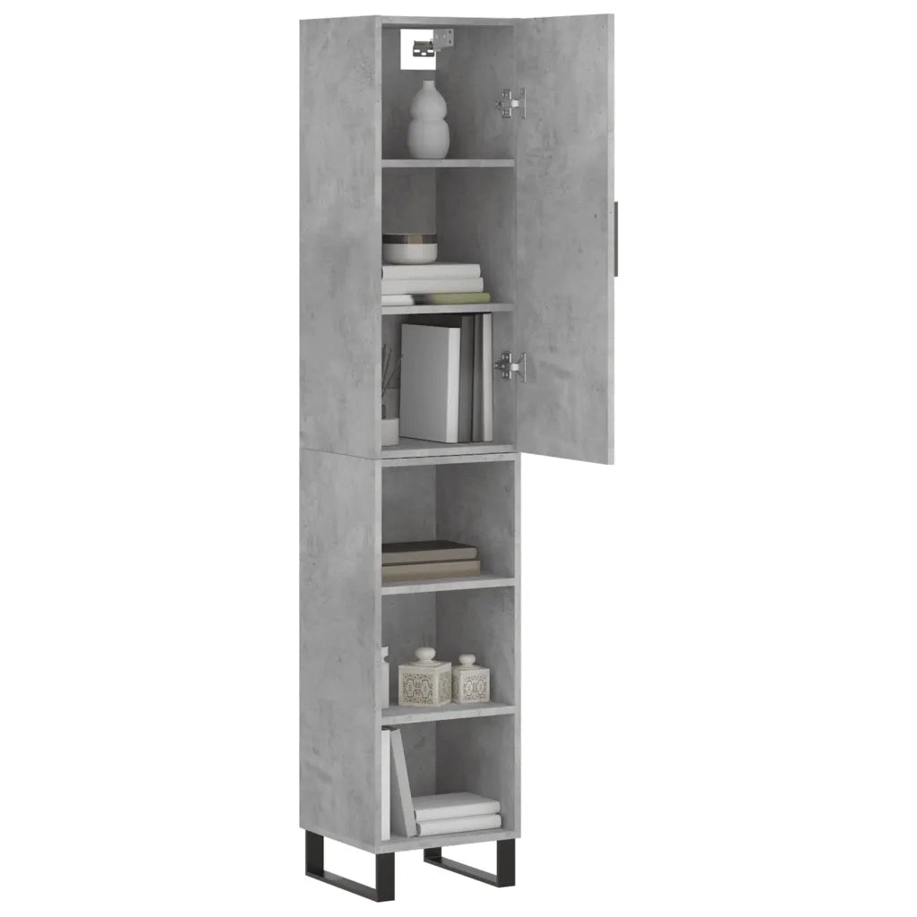 Credenza-Buffet-Armadio da cucina Grigio Cemento 34,5x34x180 cm in Legno Multistrato 227015