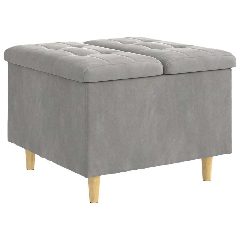 Pouf contenitore Grigio chiaro 60 x 60 x 45 cm Velluto