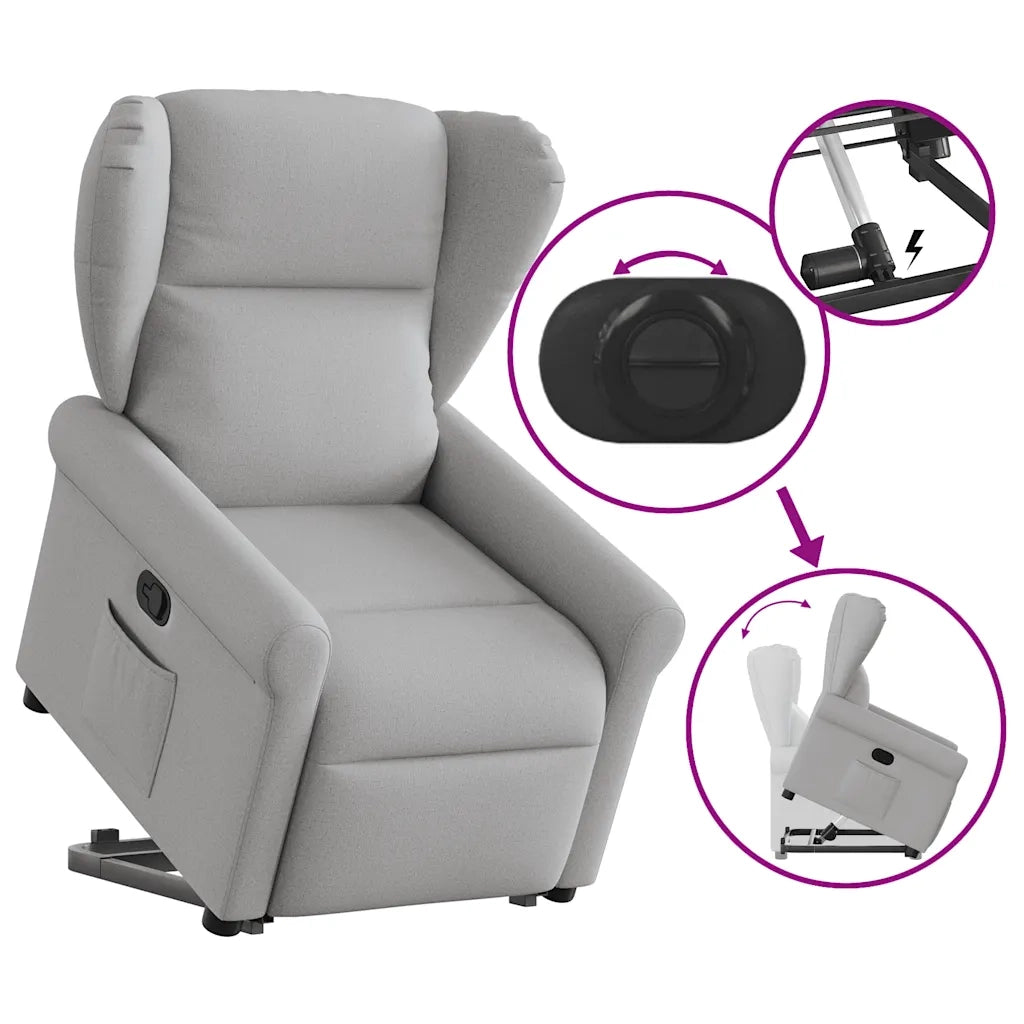 Poltrona Alzapersona Reclinabile Grigio Nuvola in Tessuto 3303383