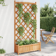 Fioriera con Traliccio Marrone 90x35x180 cm in Massello di Abete 365491