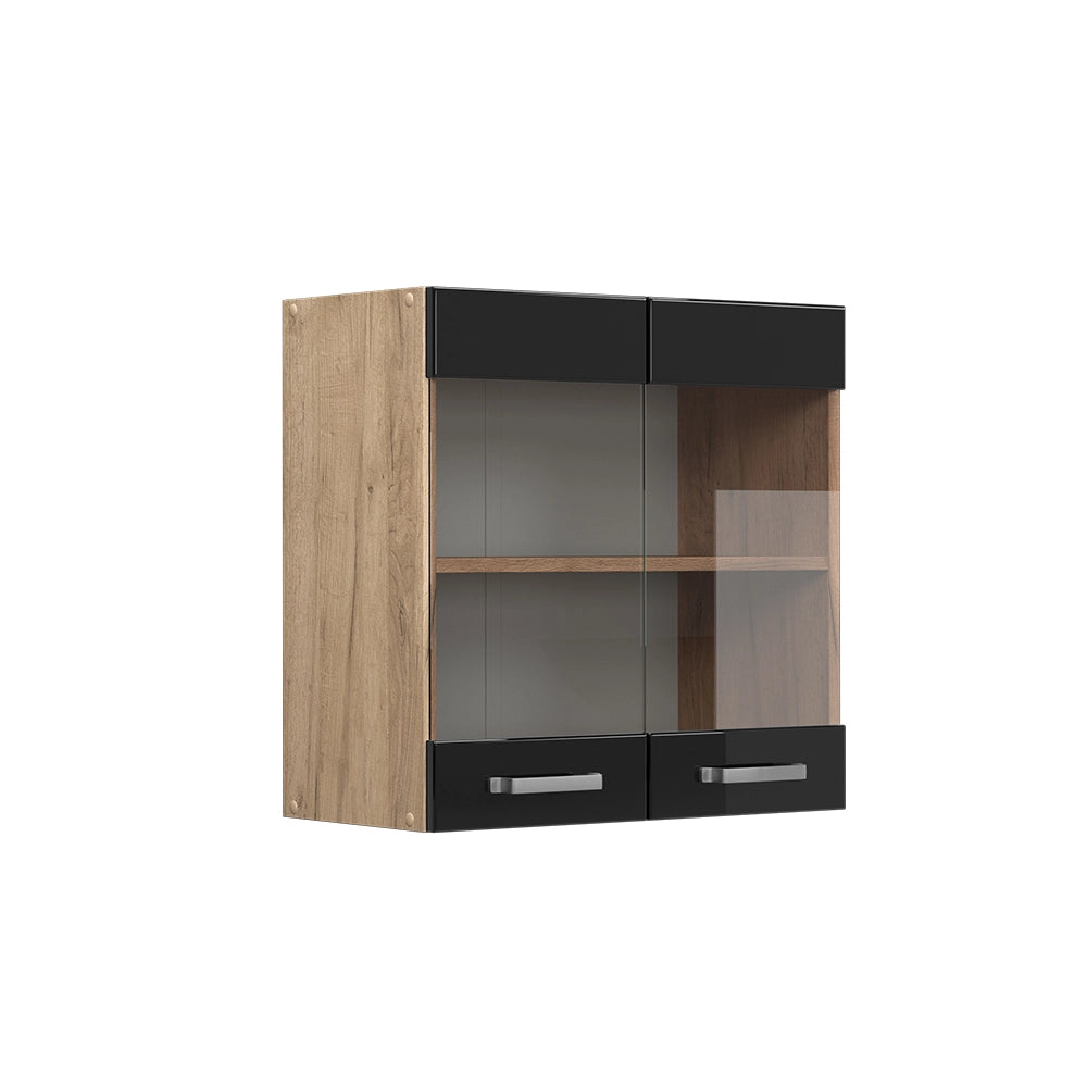Vicco Mobile da cucina in vetro Nero lucido 60 cm