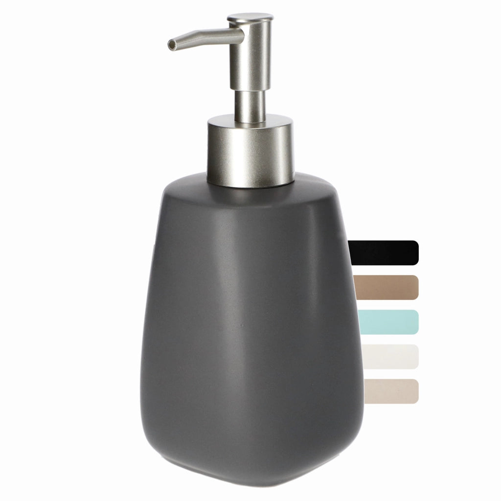 Dispenser di sapone liquido KADAX, contenitore da 400 ml, in ceramica grigia.