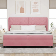 Letto a molle con materasso Rosa 200 x 200 cm Velluto 3341005